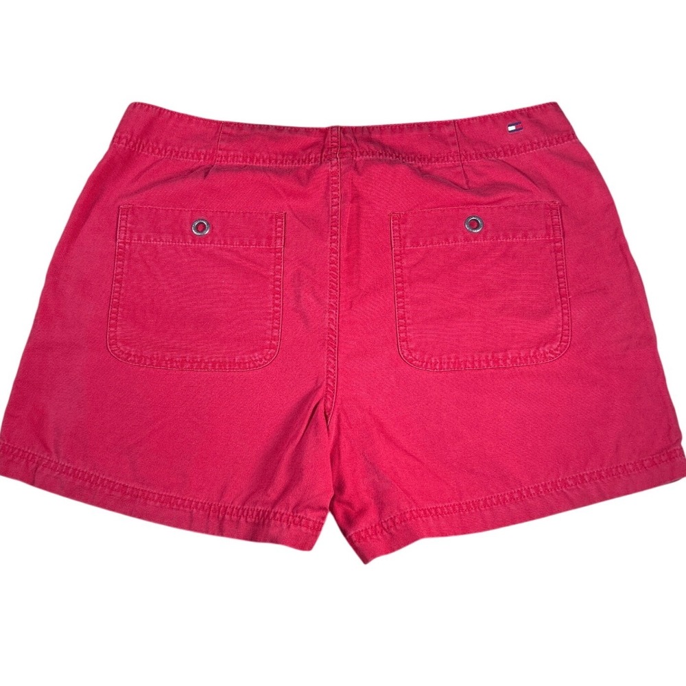 Tommy Hilfiger Jeans Womens Shorts Red Cotton Canvas Utility Size 14 Y2K 2003 - Picture 3 of 6